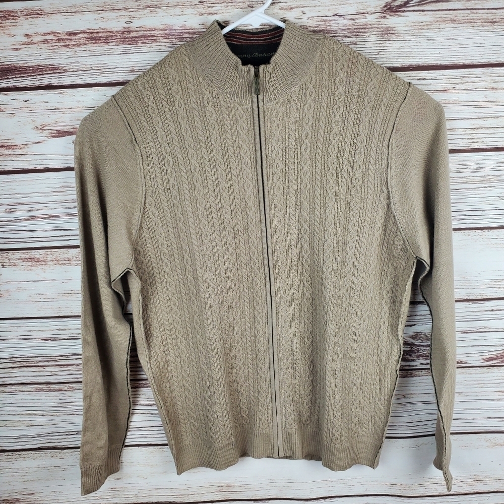 NWT Tommy Bahama Mens Large Everest The Real McCable Zip Cardigan Sweater Jacket